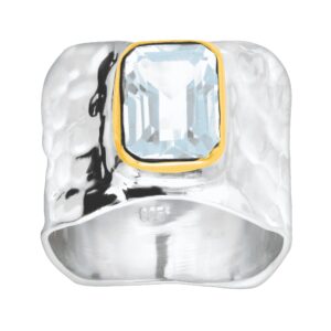 silpada 'lakeside' natural sky blue topaz ring in sterling silver & gold plate, size 8