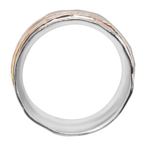 Silpada 'Gold Rush' Fidget Spinner Ring in Sterling Silver & 18K Yellow & Rose Gold Plate, Size 8