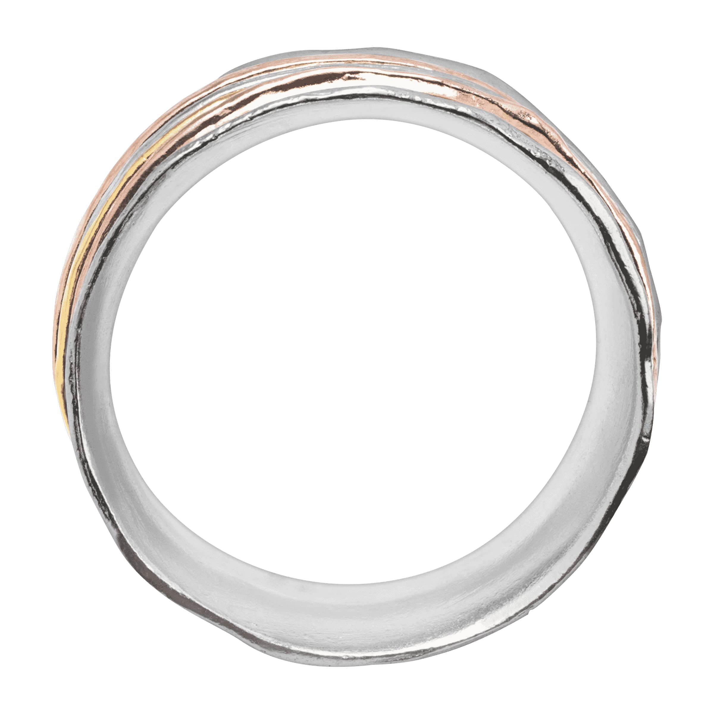 Silpada 'Gold Rush' Fidget Spinner Ring in Sterling Silver & 18K Yellow & Rose Gold Plate, Size 8