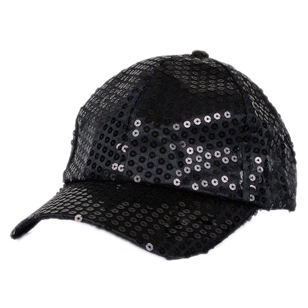 Bluelans® Glitter Sequins Baseball Caps Snapback Hats Adjustable Fancy Dress Party Dance Hats for Unisex Mens Womens (Black)