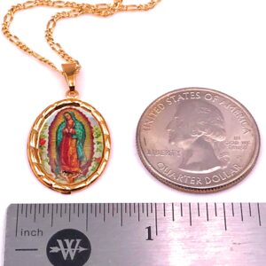 LESLIE BOULES Virgen de Guadalupe Medal Necklace for Women 18K Gold Plated Chain (A-Virgen de Guadalupe)