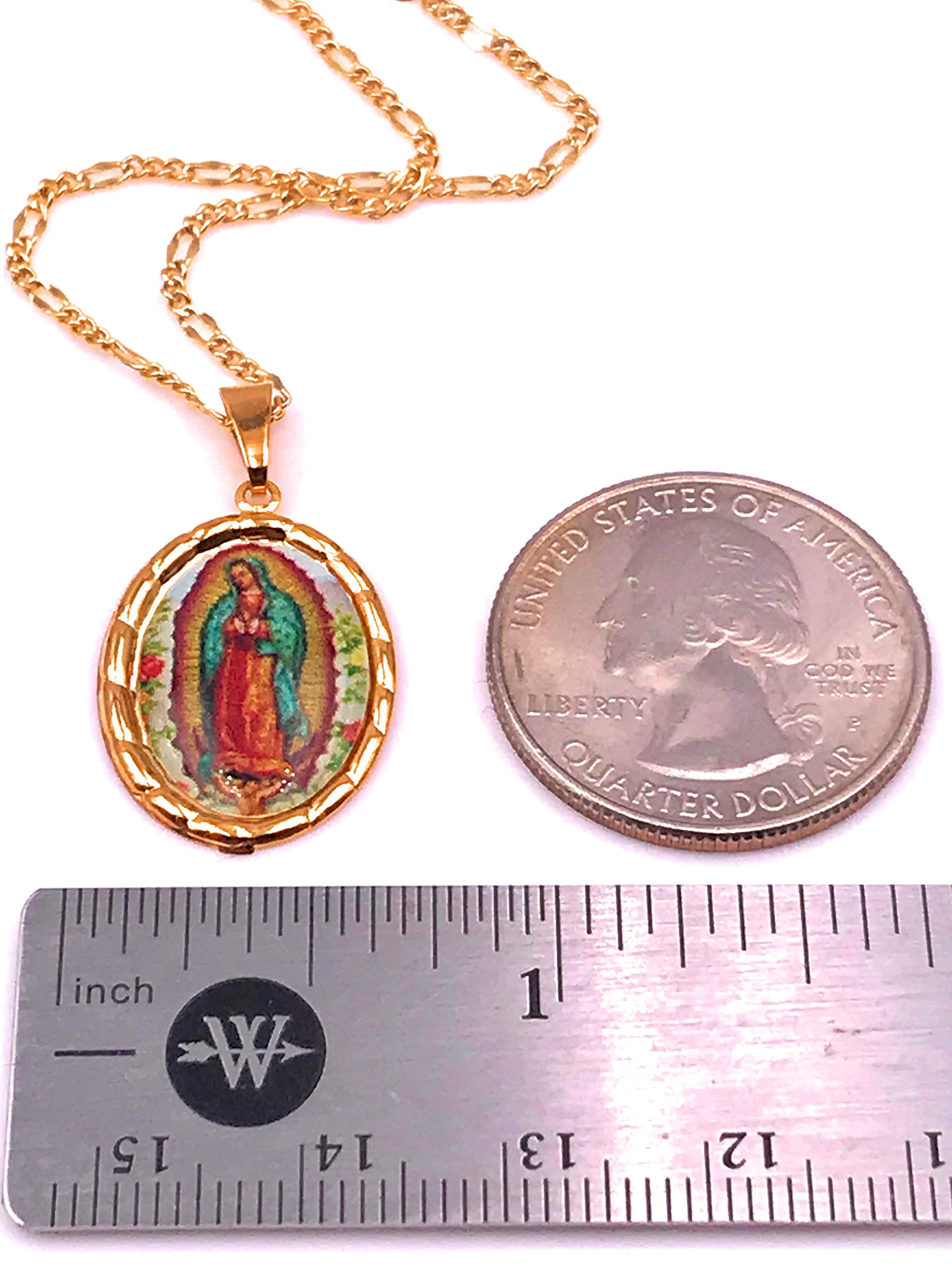 LESLIE BOULES Virgen de Guadalupe Medal Necklace for Women 18K Gold Plated Chain (A-Virgen de Guadalupe)