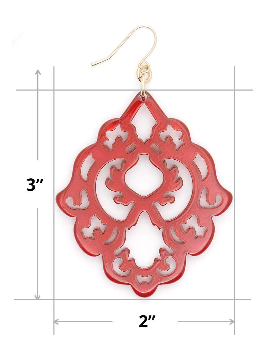 ZENZII Resin Acrylic Colorful Scroll Design Drop and Dangle Earrings for Women (Coral)