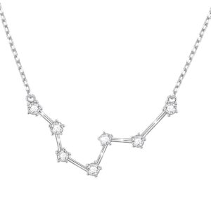 Constellation Necklace 925 Sterling Silver CZ Horoscope Zodiac Constellation Pisces Pendant Necklace for Women,18"