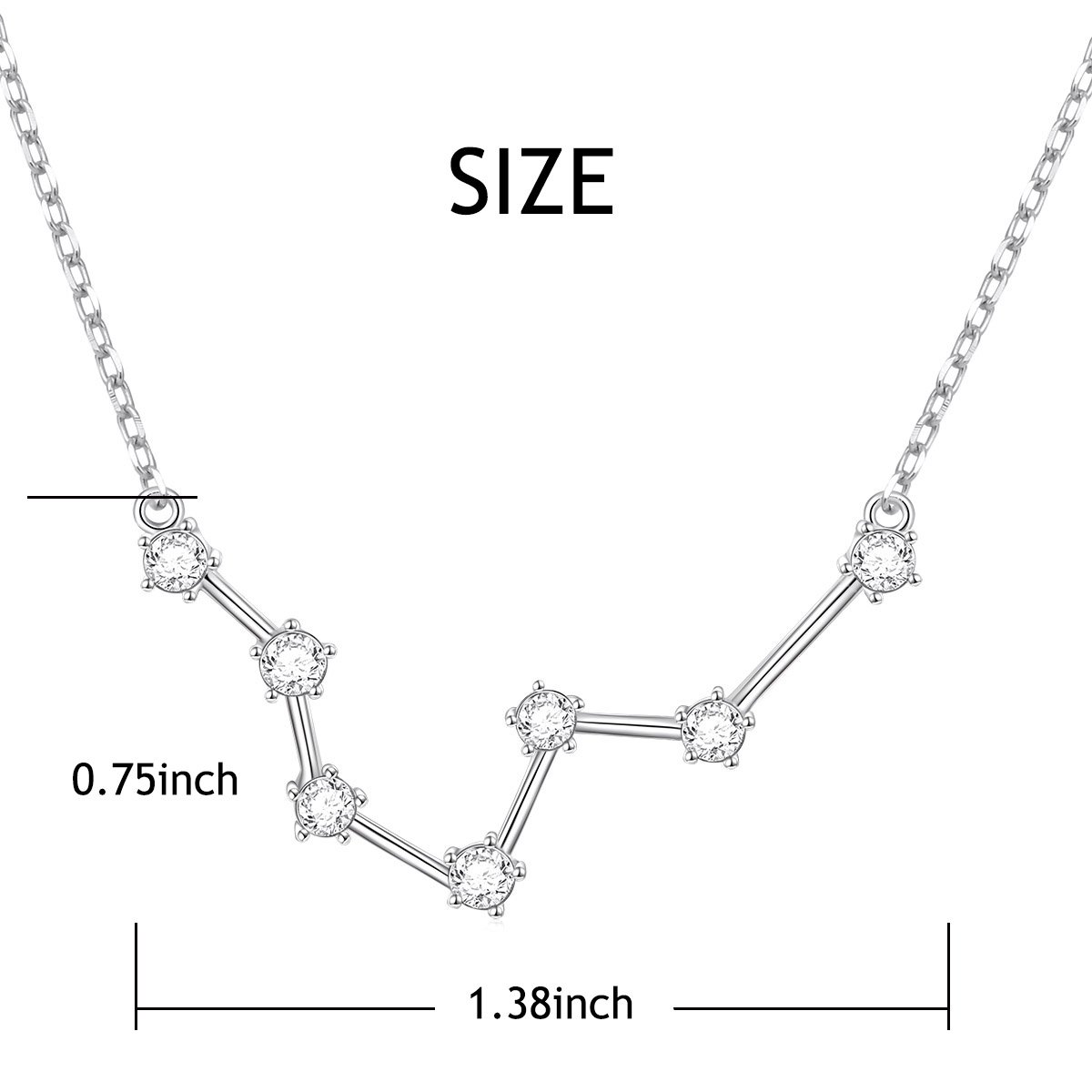 Constellation Necklace 925 Sterling Silver CZ Horoscope Zodiac Constellation Pisces Pendant Necklace for Women,18"