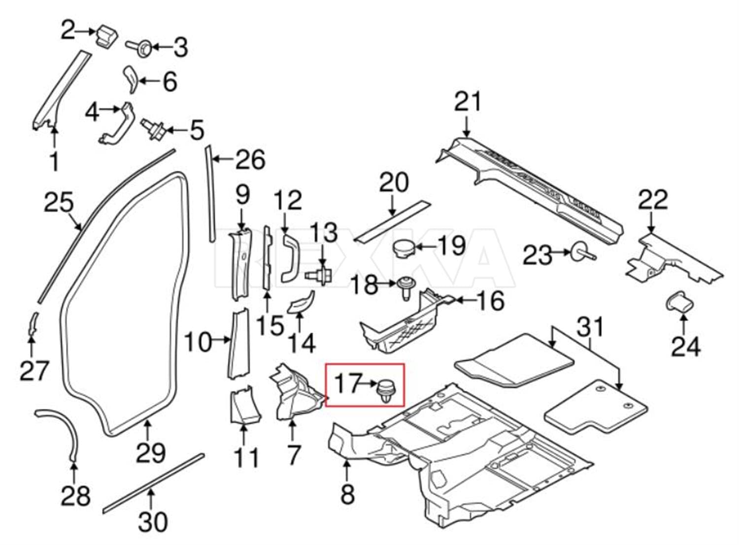 Rexka 20pcs Door Trim Panel Clip Fastener Retainer for Land Rover LR013135, Body Side Molding Clip for Ford W714231-S300