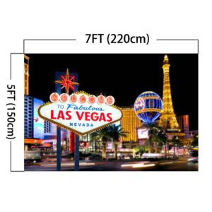 Mocsicka Welcome to Las Vegas Backdrop Casino City Night Scenery Background 7x5ft Vinyl Billboard Banner Themed Party Decoration Backdrops