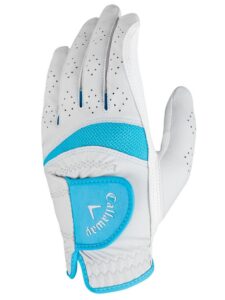 callaway women's x-tech golf glove left hand (white/light blue, medium)