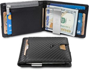 travando mens slim wallet with money clip new york - rfid blocking credit card holder with coin pocket for men with gift box