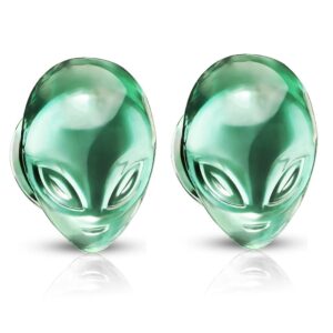 Pierced Owl Green Alien Head Double Flared Plugs, Sold as a Pair (10mm (00GA))