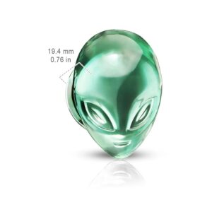 Pierced Owl Green Alien Head Double Flared Plugs, Sold as a Pair (10mm (00GA))