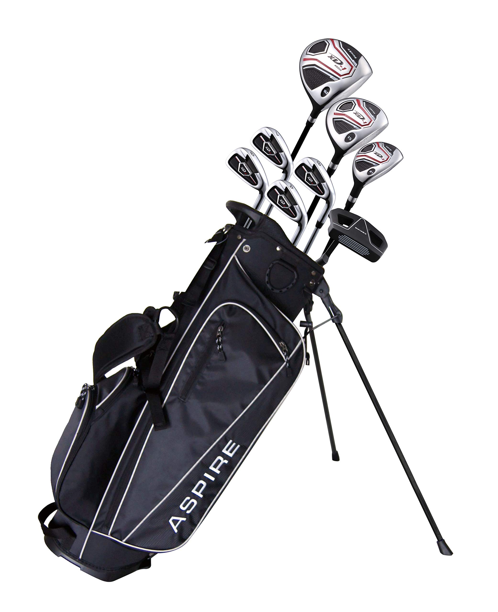 Aspire XD1 Teenager Complete Golf Set Includes Driver, Fairway, Hybrid, 7, 8, 9, Wedge Irons, Putter, Stand Bag, 3 HC'S Teen Ages 13-16 Right Hand - Height 5'1" - 5'6"