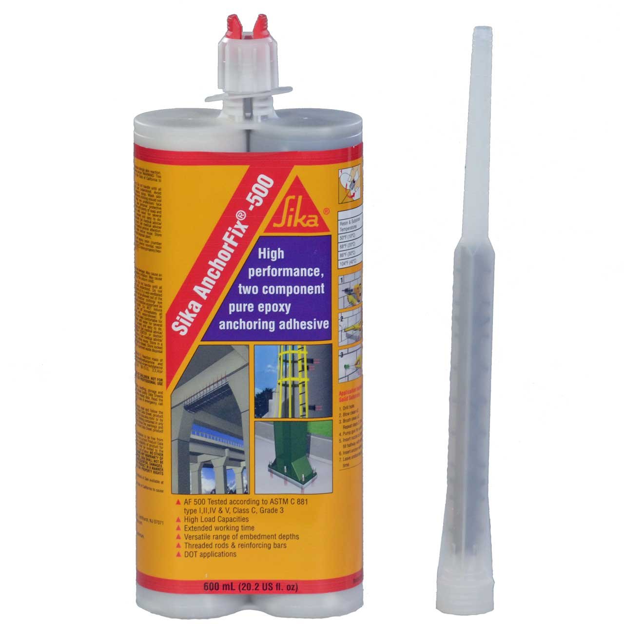 Sika AnchorFix 500, 20 oz Two Component Epoxy, High Performance, Concrete Anchoring System