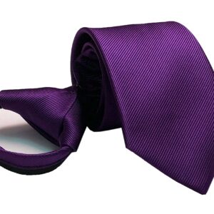 Mens Big Boys Dark Purple Silk Clip on Zip Ties Elegant Formal Wedding Neckties