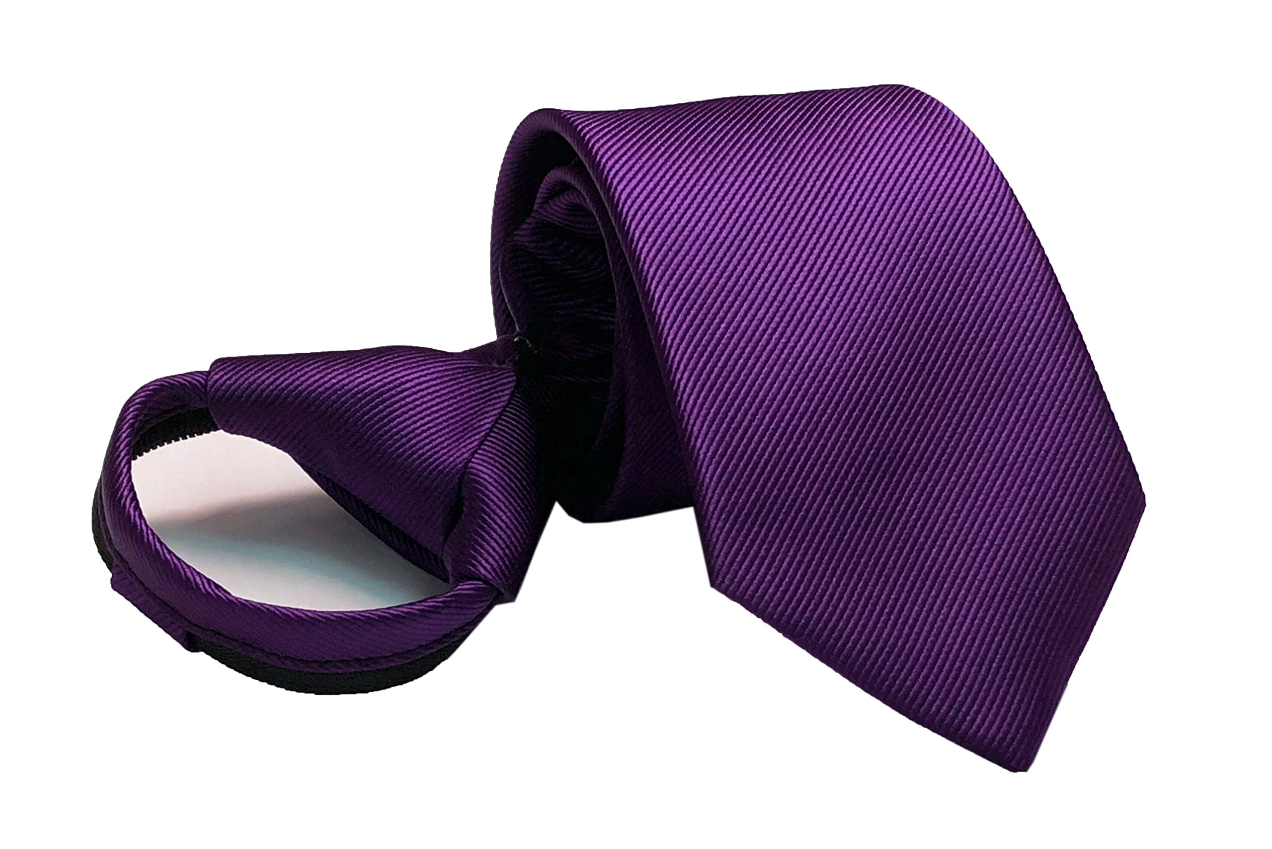 Mens Big Boys Dark Purple Silk Clip on Zip Ties Elegant Formal Wedding Neckties