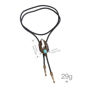 GelConnie Turquoise Bolo Tie Redeo Leather Necktie Peace Dove Vintage Rope Necklace Western Jewlry for Men, Women PL0020-gold