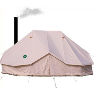 playdo 6m large 4 season canvas wall tent yurts tent with stove jack for camping festival (size 19.6'l x 13.1'w x 9.8'h) (with stove jack)