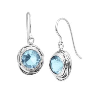 silpada 'hooked on blue' blue cubic zirconia drop earrings in sterling silver