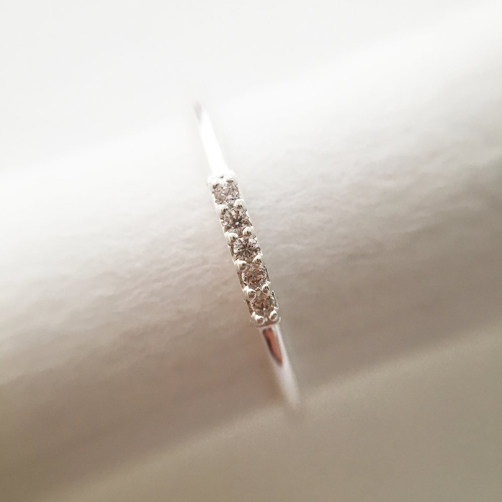 Honeycat Mini Crystal Row Ring in Sterling Silver Plate | Minimalist, Delicate Jewelry (Silver 5)