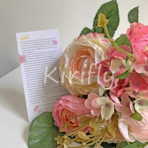 KIRIFLY Artificial Fake Flowers Plants Silk Rose Flower Arrangements Wedding Bouquets Decorations Plastic Floral Table Centerpieces Home Kitchen Garden Party Décor (Pink Champagne)