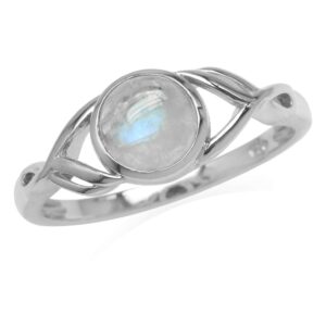 silvershake 7mm natural round shape moonstone white gold plated 925 sterling silver casual solitaire ring size 8