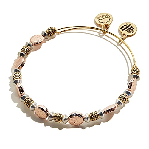 Alex and Ani Accents Splendor Beaded Expandable Bangle for Women, Mixed Metals, Multicolor Rafaelian Finish, 2 to 3.5 in