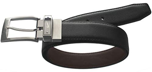 Nike Men's Swoosh Laser Loop Reversible Belt, Black/Brown, 36