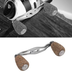 Fishing Reel Handle, Reel Handle Wood Knob Carbon Fiber Frame with Fittings Replacement Parts (Silver)