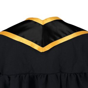 GraduationMall Plain Graduation Honor Stole Angled End Black With Gold Trim Unisex Adult 72" Long