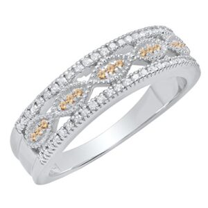 Dazzlingrock Collection 0.27 Carat (Ctw) Sterling Silver Champagne & White Diamond Ladies Wedding Band 1/4 CT, Size 6.5