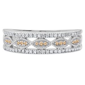 Dazzlingrock Collection 0.27 Carat (Ctw) Sterling Silver Champagne & White Diamond Ladies Wedding Band 1/4 CT, Size 6.5