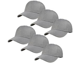 gelante plain blank baseball caps adjustable back strap wholesale lot 6 pack - 001-light gray-6pcs