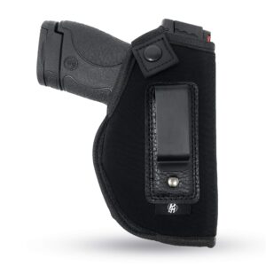 iwb gun holster by ph - concealed carry soft material - soft interior - fits mp shield 9mm.40 cal/glock 26 27 29 33 42 43 / ruger lc9, lc380 - taurus slim line, pt111, gx4 - springfield xd