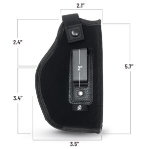 IWB Gun Holster by PH - Concealed Carry Soft Material - Soft Interior - Fits MP Shield 9mm.40 Cal/Glock 26 27 29 33 42 43 / Ruger LC9, LC380 - Taurus Slim Line, PT111, GX4 - Springfield XD