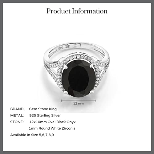 Gem Stone King 925 Sterling Silver 12X10MM Oval Gemstone Birthstone Halo Engagement Ring | Wedding Anniversary Promise Ring For Women | Available In Size 5,6,7,8,9