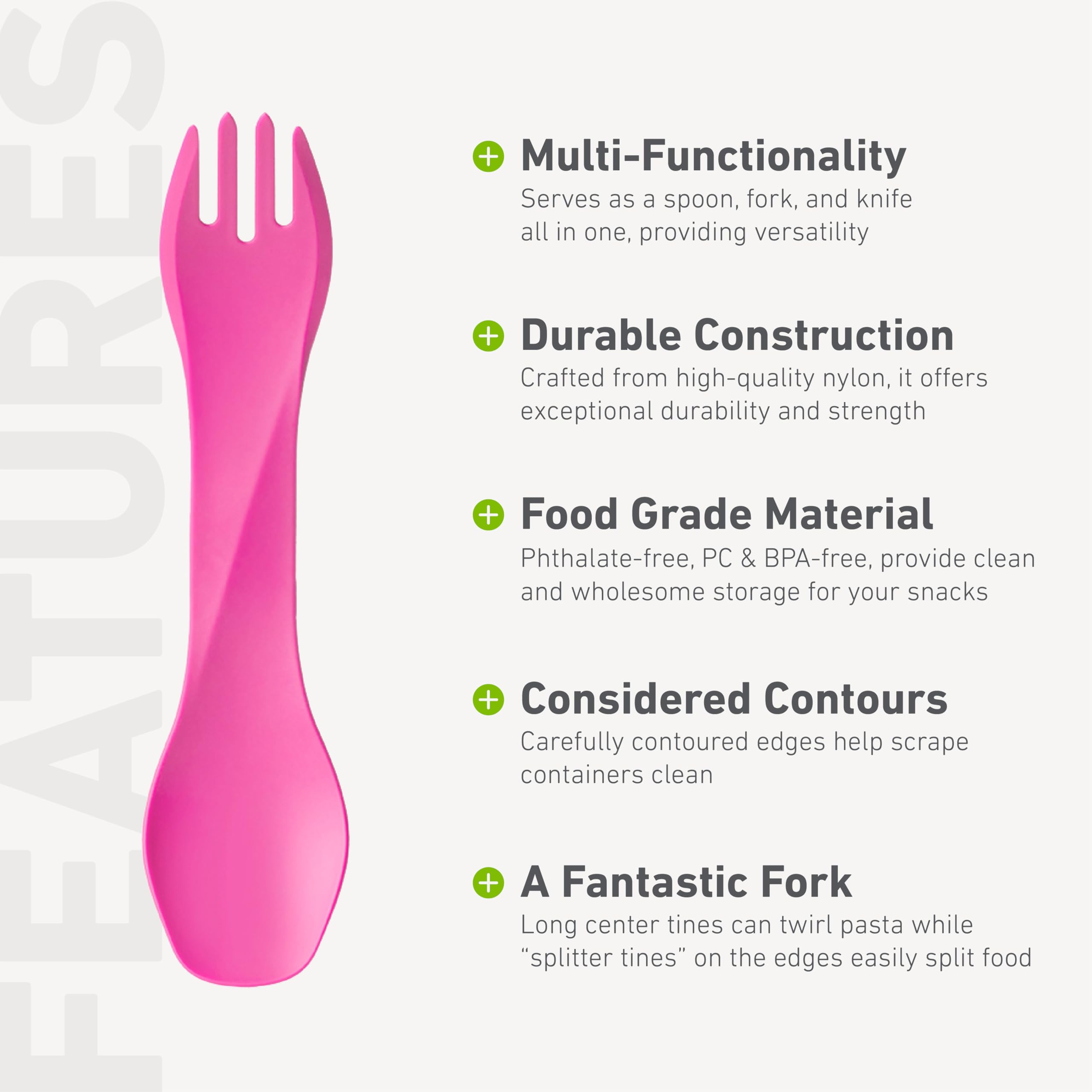 humangear GoBites Uno | Travel & Camping Utensils | Portable & Convertible Dining Ware | Multi-Functional Spork, Pink