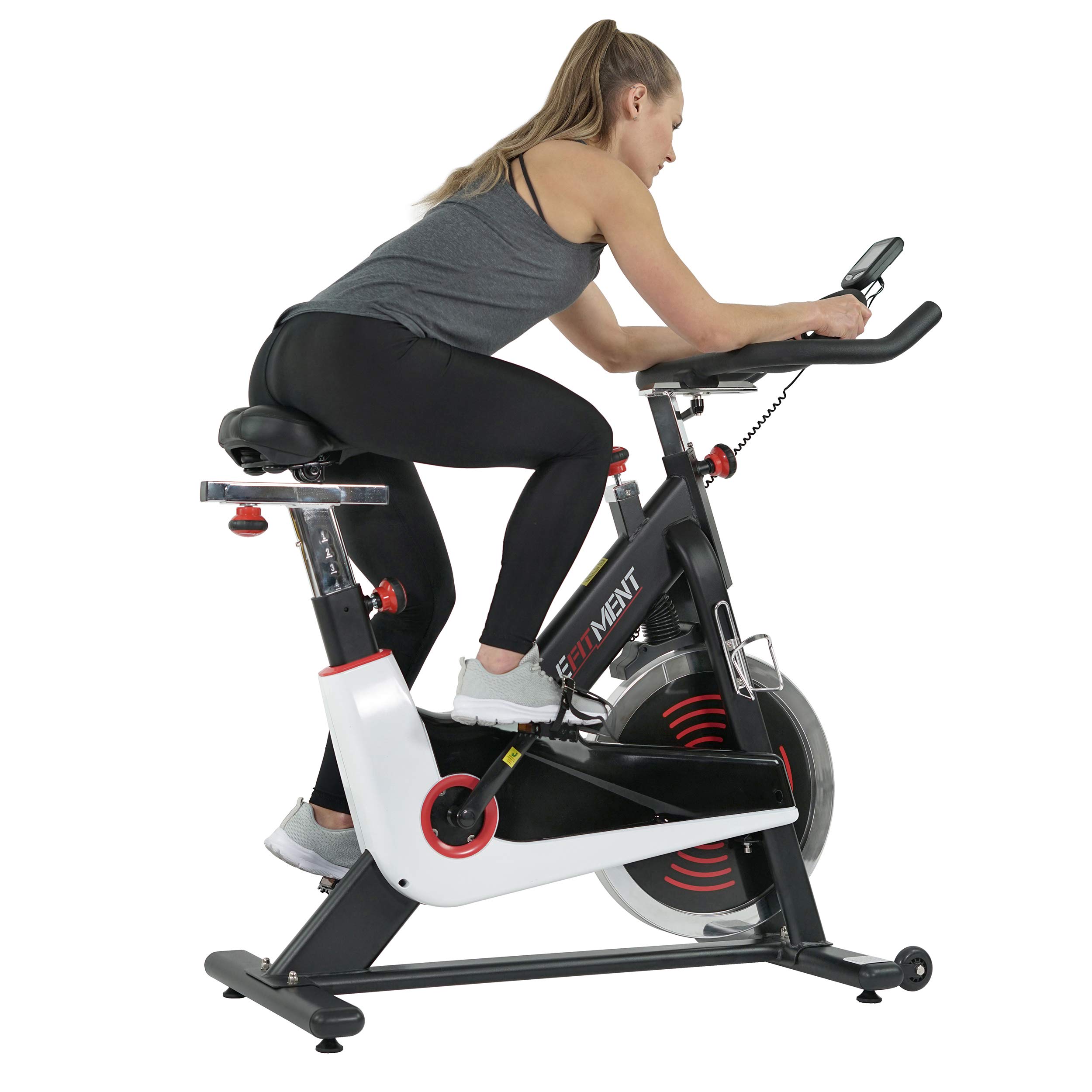 EFITMENT Indoor Cycle Bike, Magnetic Cycling Trainer Exercise with Belt Drive, LCD Monitor and Pulse Monitor (44 LB Flywheel)