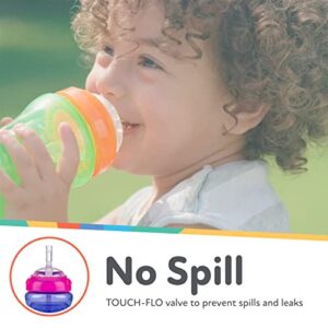 Nuby No-Spill Sippy Cup with Flex Straw - (3-Pack) 10-Ounce Bottles - Sippy Cups for Toddlers 12+ Months - Neutral Color Training Cups for Toddlers