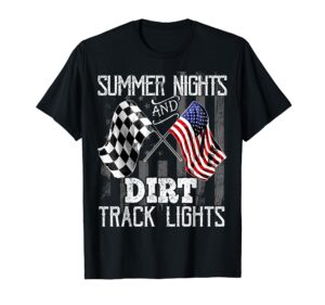 summer nights dirt track lights racing motocross gift men t-shirt