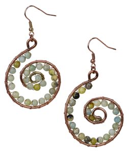 spunkysoul amazonite bohemian spiral earrings for women swirl hoop tribal