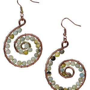 SPUNKYsoul Amazonite Bohemian Spiral Earrings for Women Swirl Hoop Tribal