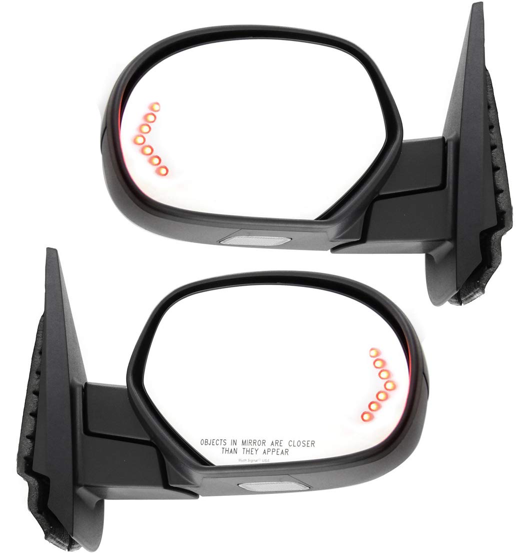 Kool Vue Power Heated Mirrors for Chevrolet Silverado 1500 GMC Sierra 1500 2007-2013 Power Fold With Signal Light & Puddle Lamp; Without Blind Spot, Memory & Auto-Dimming with 2 Caps Pair New Body