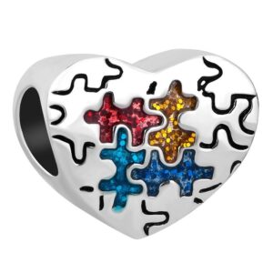 pandöra autism awareness puzzle piece heart charm beads for charm bracelets