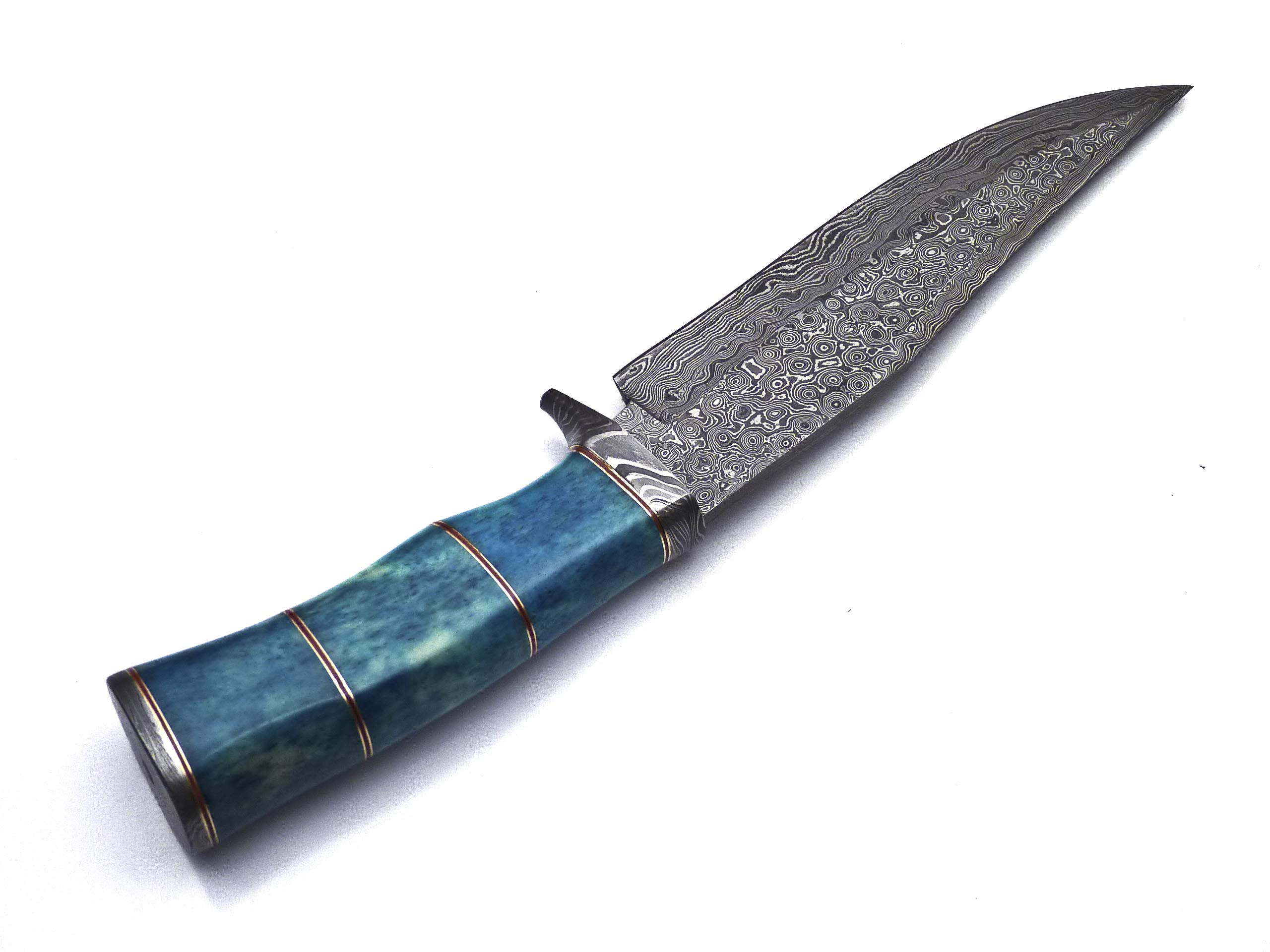 UK UNIQUE SHARP KNIVES Handmade Damascus Steel BK-3005 Hunting Knife -Coloured Bone Brass Spicer Handle With Damascus Gurd/pommel