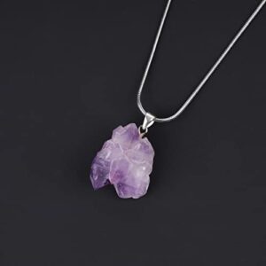 COAI Raw Amethyst Crystal Pendant Necklace