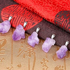 COAI Raw Amethyst Crystal Pendant Necklace