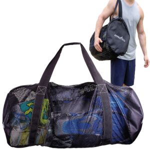 athletico mesh dive duffel bag for scuba or snorkeling - xl mesh travel duffle for scuba diving and snorkeling gear & equipment - dry bag holds mask, fins, snorkel, and more