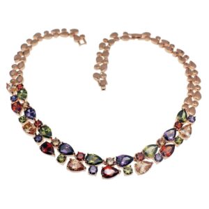 vanessa rose gold multi gemstone jewelry sets for women,sparkling garnet amethyst morganite peridot topaz (necklace)