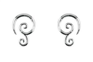 forbidden body jewelry pair of 14g (1.6mm) surgical steel solid tribal design taper earrings