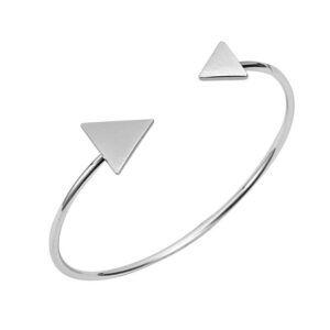 AOCHEE Small and Big Scratch Triangle/Round Cuff Bracelet Bangle for Women (Silver1)